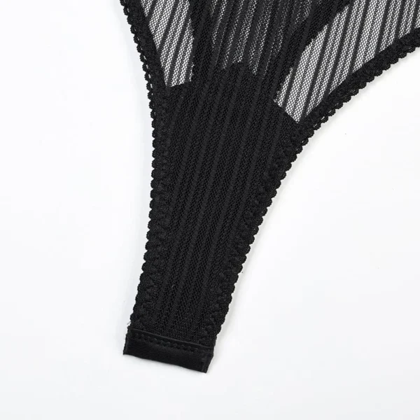 Black Striped Mesh Bodysuit - Image 5