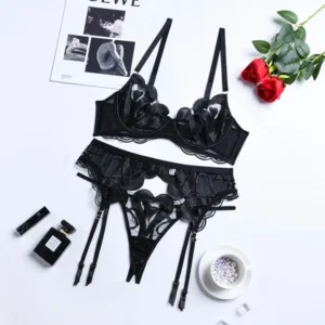 Bra and Panty Set with Garter 1