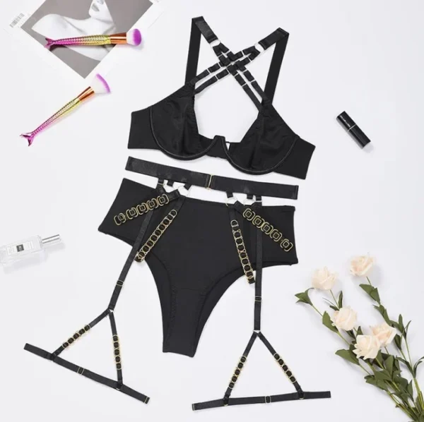 Cross Straps Push-Up Bra Set