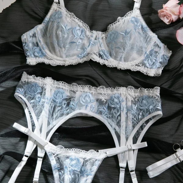 Floral Embroidered Bra and Knickers Set