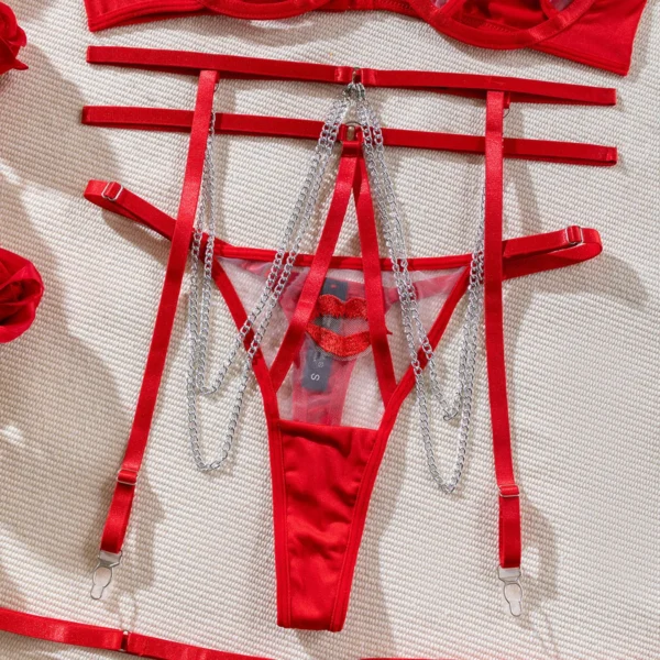 Ensemble de lingerie avec lèvres rouges – Image 3