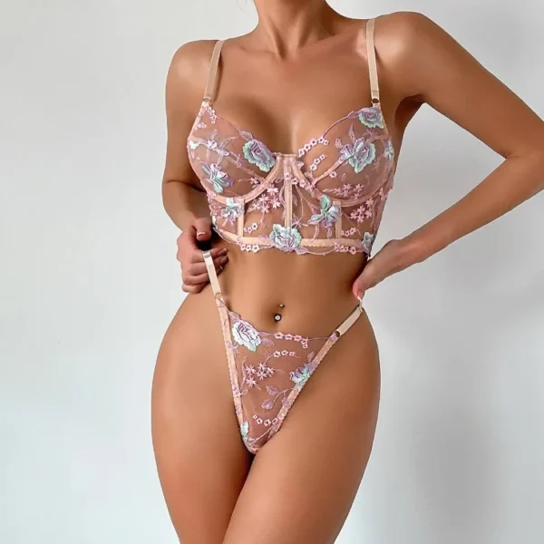 Set corsete florale cu bustieră transparentă - imagine 7