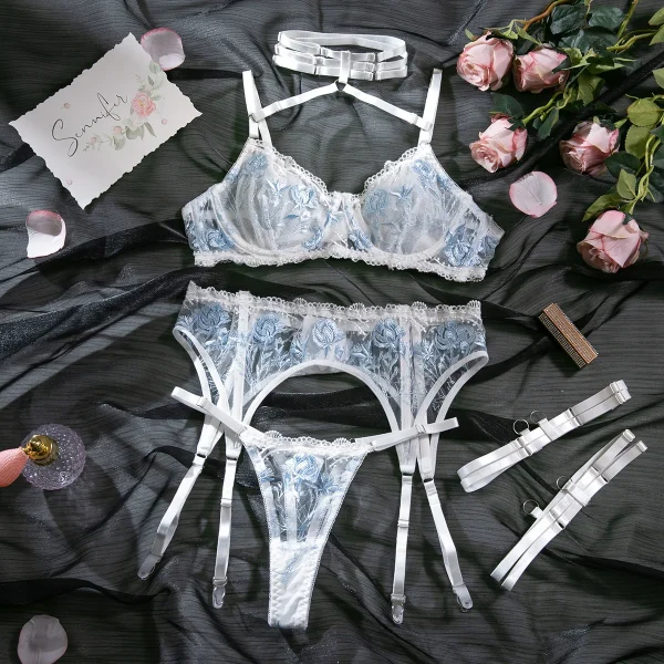 Floral Embroidered Bra and Knickers Set